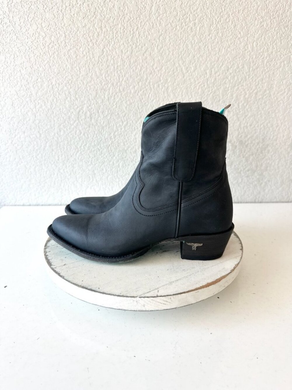 Lane Boots PLAIN JANE Black Cowboy Bootie Western Cowgirl Short Ankle Boots Sz 8 - Picture 3 of 12